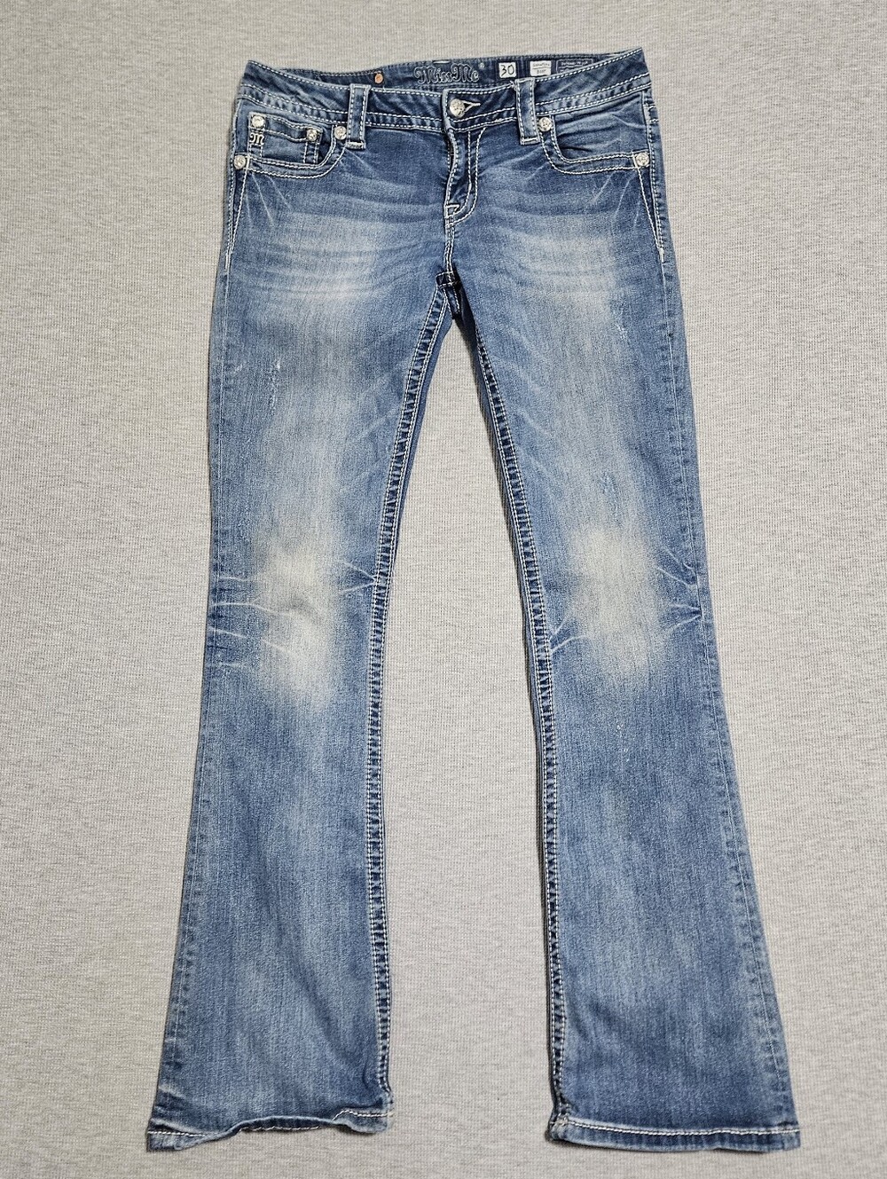 Miss Me Light Signature boot Bootcut Jeans Embroidered pockets size 30 Western